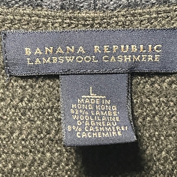 Banana Republic Lambswool Cashmere Half Zip Sweater L Olive Mock Neck Elbow Patc - Picture 4 of 5